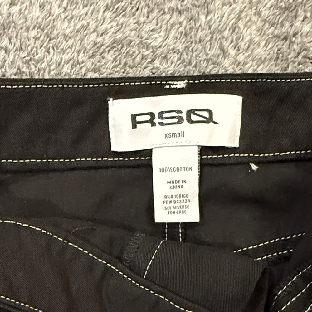 RSQ Black Stitch Detail twill cargo mini skirt-size XS